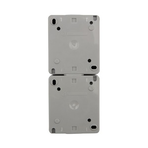 Блок из 2 розеток вертикальный Kranz KR-78-0616 INDUSTRIAL открытой установки с заземлением, керамический, IP54 серый