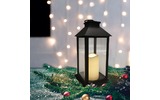 Декоративный фонарь со свечой Neon-Night 513-045 14x14x29 см, черный корпус, теплый белый цвет свечения