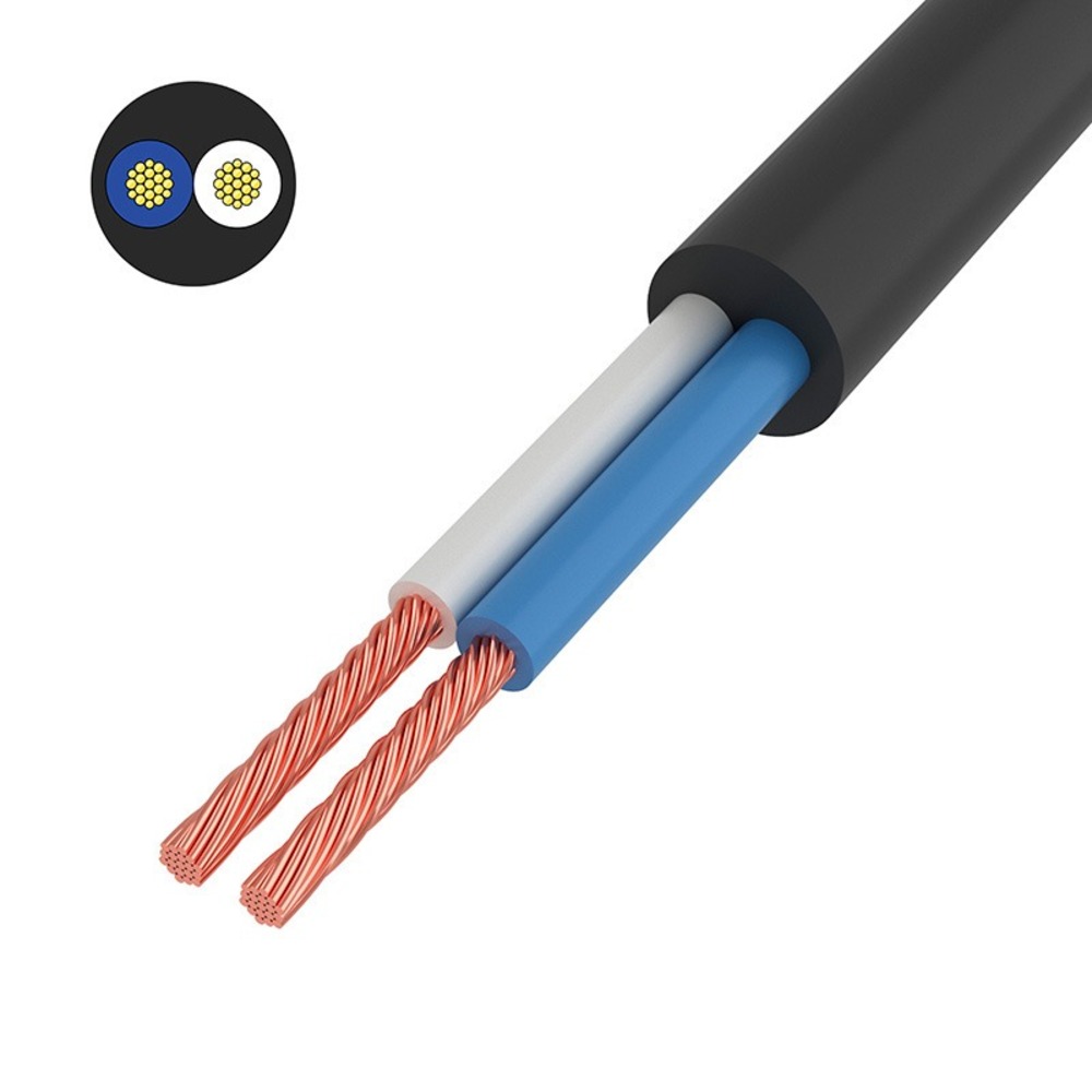 Кабель и провод электрический Rexant 01-8031-50 Провод соединительный ПВС 2x0,75 мм, черный, длина 50 метров, ГОСТ 7399-97