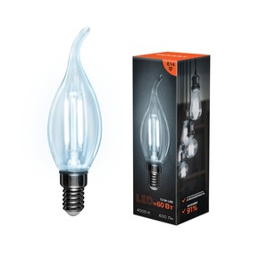 Лампа филаментная Rexant 604-102 Свеча на ветру CN37 7.5 Вт 600 Лм 4000K E14 прозрачная колба, 10шт