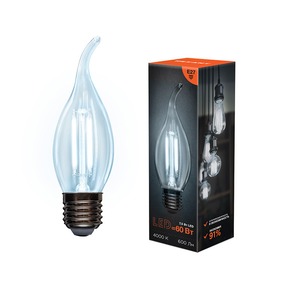 Лампа филаментная Rexant 604-104 Свеча на ветру CN37 7.5 Вт 600 Лм 4000K E27 прозрачная колба, 10шт