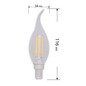 Лампа филаментная Rexant 604-105 Свеча на ветру CN37 7.5 Вт 600 Лм 2700K E14 диммируемая, прозрачная колба, 10шт