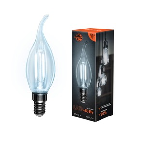 Лампа филаментная Rexant 604-106 Свеча на ветру CN37 7.5 Вт 600 Лм 4000K E14 диммируемая, прозрачная колба, 10шт