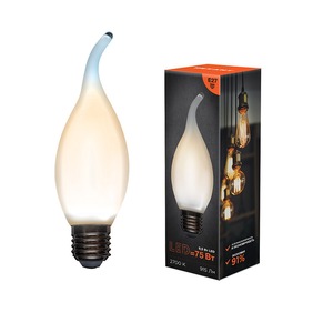 Лампа филаментная Rexant 604-115 Свеча на ветру CN37 9.5 Вт 915 Лм 2700K E27 матовая колба, 10шт