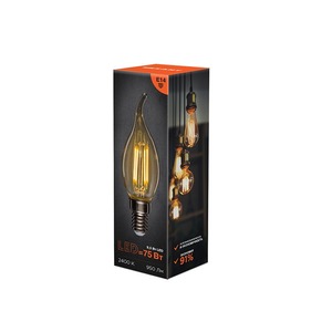 Лампа филаментная Rexant 604-117 Свеча на ветру CN37 9.5 Вт 950 Лм 2400K E14 золотистая колба, 10шт