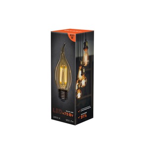 Лампа филаментная Rexant 604-118 Свеча на ветру CN37 9.5 Вт 950 Лм 2400K E14 золотистая колба, 10шт