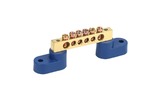 Шина «N» нулевая 6х9 мм на двух угловых синих изоляторах Rexant 11-2325 6 групп (20 штук)