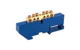 Шина «N» нулевая с синим изолятором Rexant 11-2339 на DIN-рейку 6x9 мм стойка бол. 6 групп (20 штук)