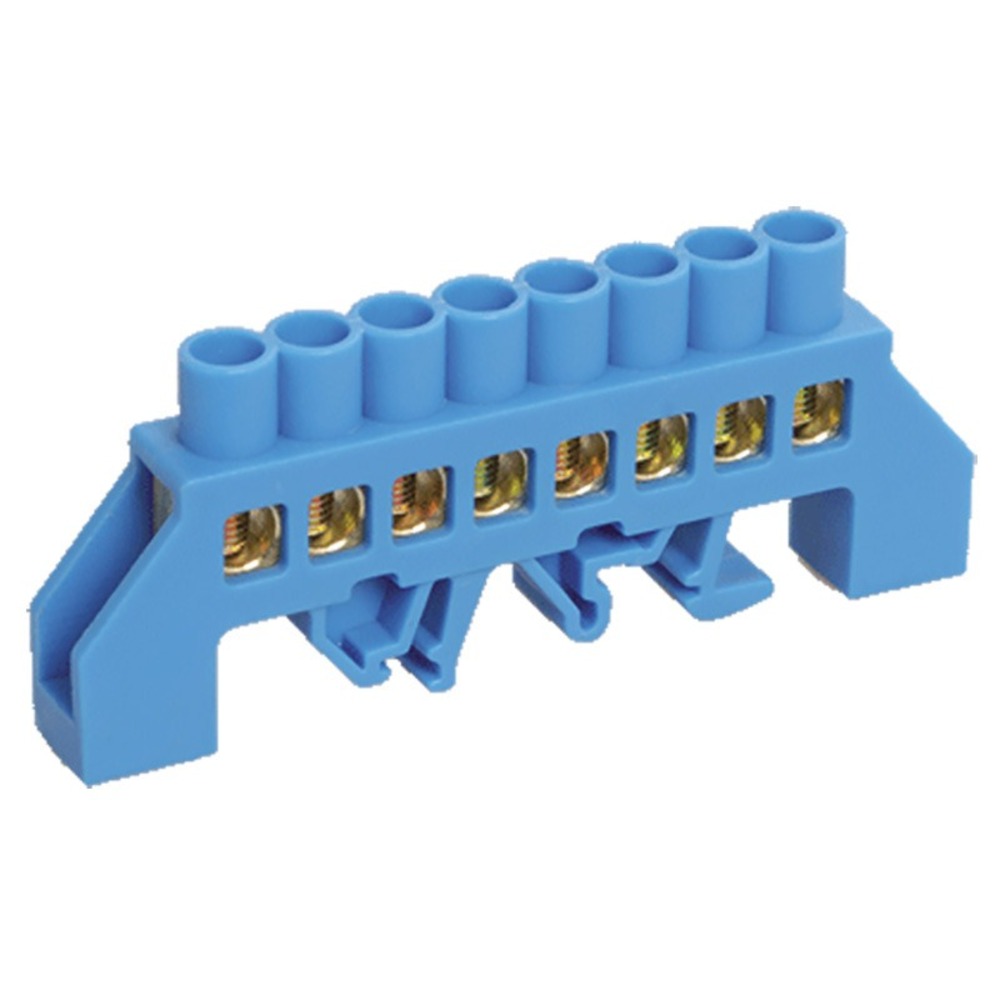 Шина «N» нулевая в комбинированном синем изоляторе Rexant 11-2314 на DIN-рейку 8x12 мм 8 групп (50 штук)