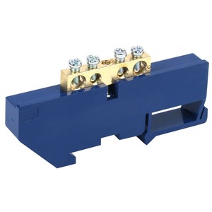 Шина «N» нулевая с синим изолятором Rexant 11-2338 на DIN-рейку 6x9 мм стойка бол. 4 группы (20 штук)