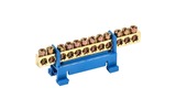 Шина «N» нулевая с синим изолятором тип «Стойка» Rexant 11-2355 на DIN-рейку 6x9 мм 12 групп (10 штук)