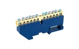 Шина «N» нулевая с синим изолятором Rexant 11-2342 на DIN-рейку 6x9 мм стойка бол.12 групп (20 штук)