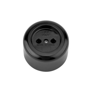 Розетка силовая 2К Rexant 11-8980 Розетка штепсельная карболитовая открытой установки б/з 16 А, черная