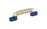 Шина «N» нулевая 8х12 мм на двух угловых синих изоляторах Rexant 11-2333 8 групп (20 штук)