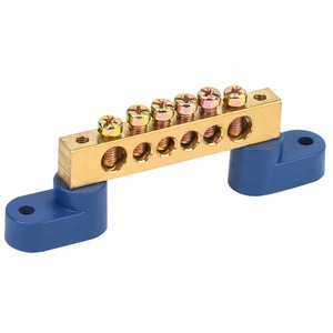 Шина «N» нулевая 8х12 мм на двух угловых синих изоляторах Rexant 11-2332 6 групп (20 штук)