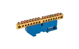 Шина «N» нулевая с синим изолятором Rexant 11-2351 на DIN-рейку 8x12 мм стойка бол. 16 групп (20 штук)