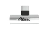 Переходник с TypeC на TypeC + Aux Ritmix RCC-034 Silver