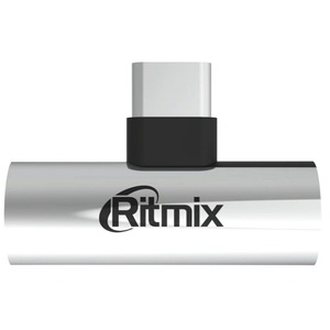 Переходник с TypeC на TypeC + Aux Ritmix RCC-034 Silver