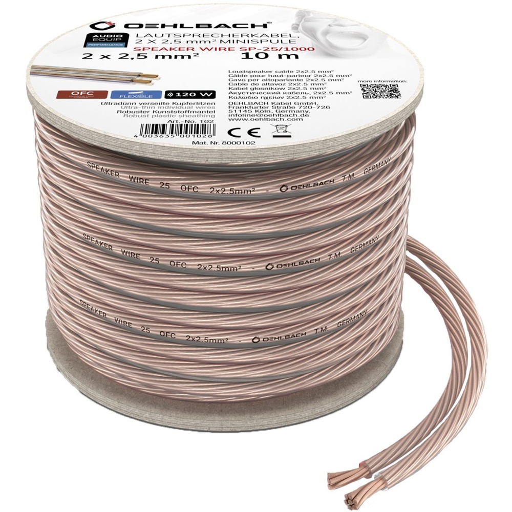 Кабель Акустический Oehlbach 102 Performance Speaker Wire SP-25 Transparent 10.0m