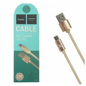 Micro USB кабель hoco 6957531032182 X2, золотой 1.0m