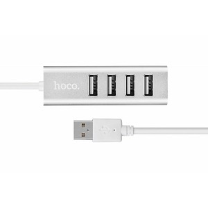 Концентратор USB hoco 6957531038146 HB1, серебристый