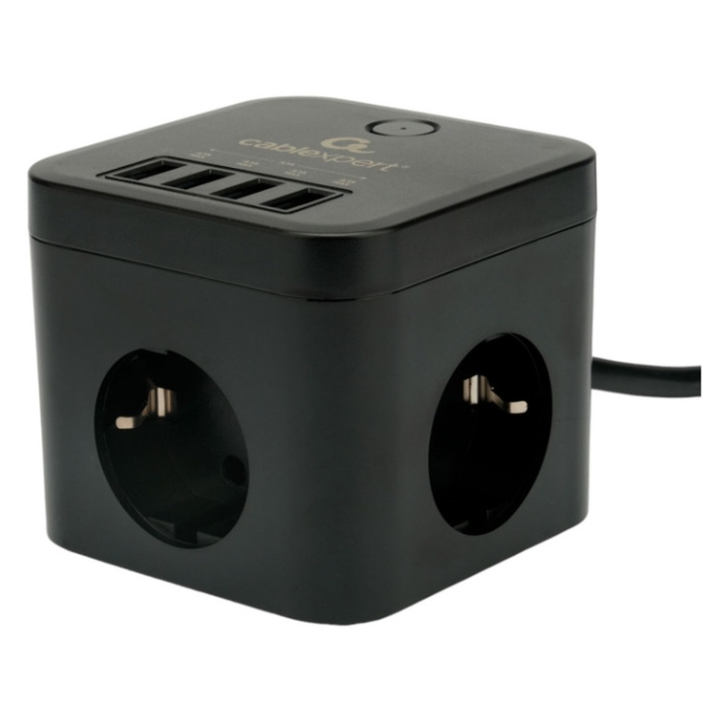 Сетевой фильтр Cablexpert CUBE-3-U4-B-1.5 1.5m