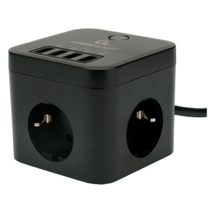Сетевой фильтр Cablexpert CUBE-3-U4-B-1.5 1.5m