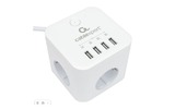 Сетевой фильтр Cablexpert CUBE-3-U4-W-1.5 1.5m
