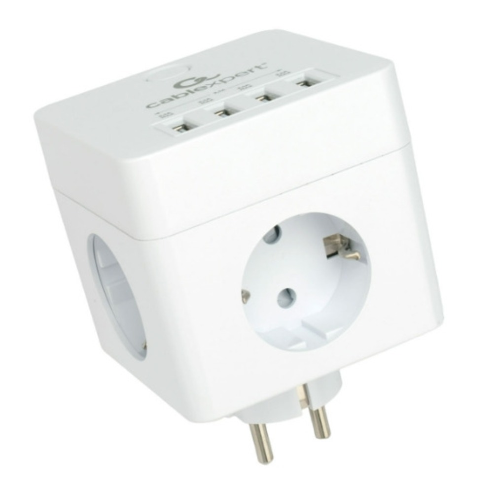 Сетевой фильтр Cablexpert CUBE-4-U4-W