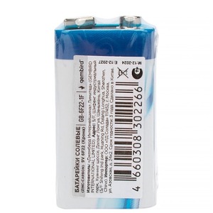 Батарейка Gembird GB-6F22-1F, тип Крона(6F22), 1шт, пленка