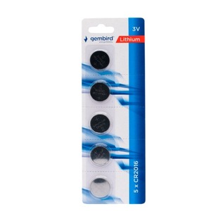 Батарейка Gembird GB-CR2016-5B, тип CR2016, 5шт, блистер