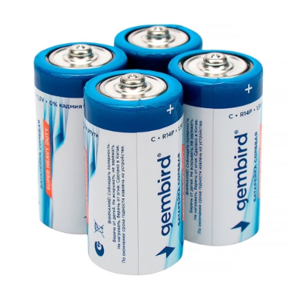 Батарейка Gembird GB-R14P-4B, тип С(R14P), 4шт, коробка