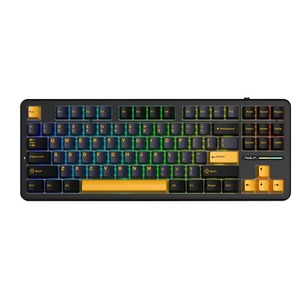 Клавиатура компьютерная AULA F87 3in1 (BT, 2.4 GHz, Wired) Black-Dark Blue-Orange