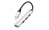 Разветвитель USB3.0/2.0 hoco 6931474765475 HB26 серебристый алюминий