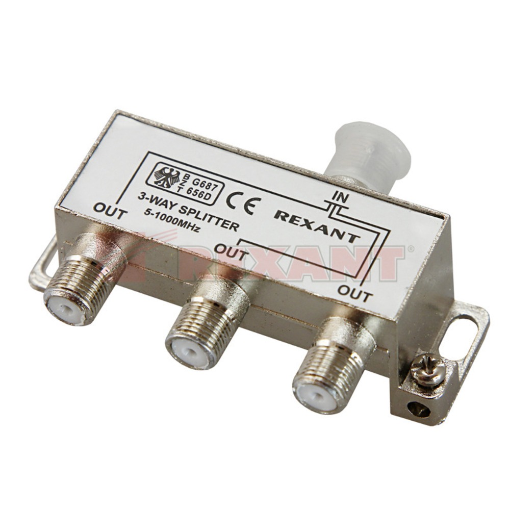 Антенный разветвитель Rexant 05-6002 ДЕЛИТЕЛЬ ТВ Краб х 3 под F разъём 5-1000 МГц (1 штука)