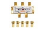 Антенный разветвитель Rexant 05-6103-1 ДЕЛИТЕЛЬ ТВ Краб х 4 + 5шт. F-BOX 5-1000 МГц Gold (1 штука)