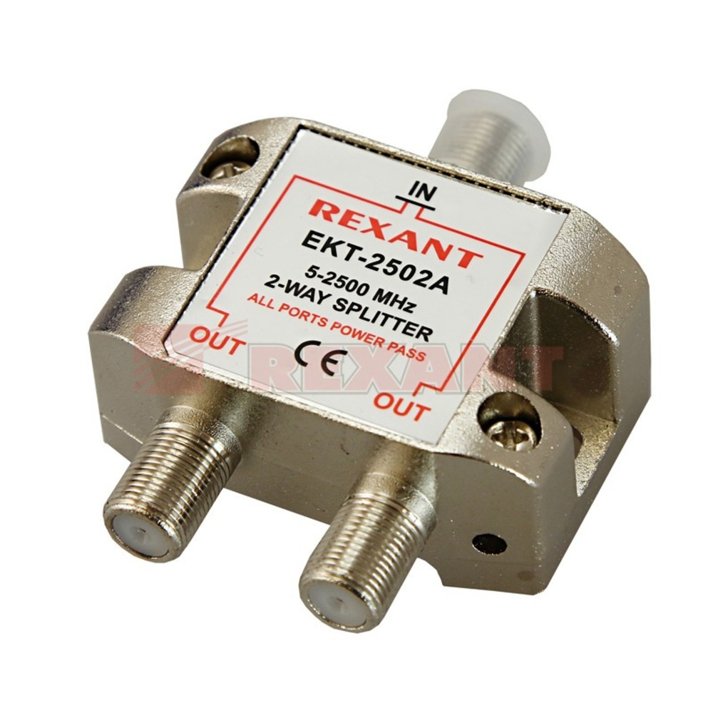 Антенный разветвитель Rexant 05-6201 ДЕЛИТЕЛЬ ТВ Краб х 2 под F разъём 5-2500 МГц СПУТНИК (1 штука)