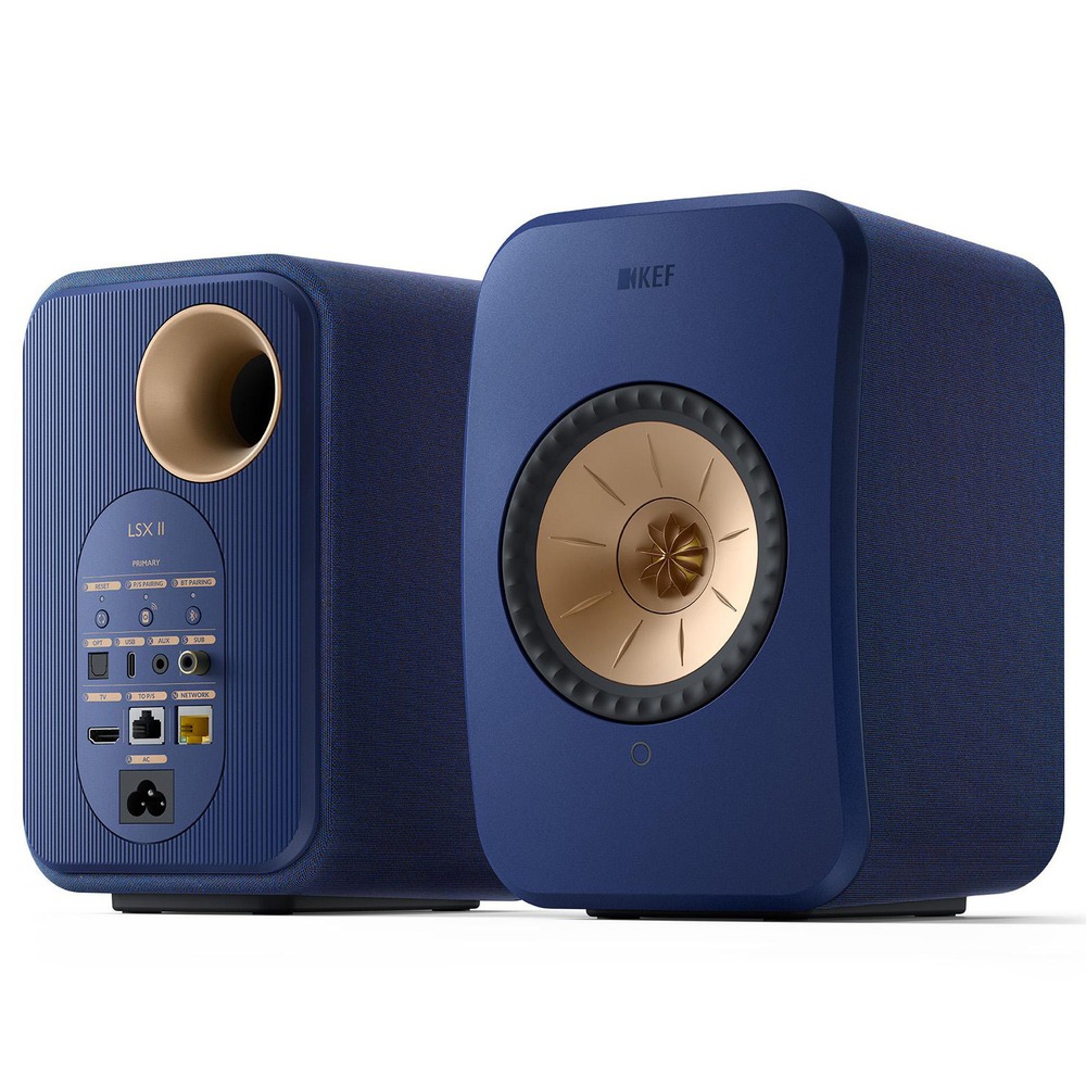 Колонка полочная KEF LSX II Cobalt Blue + KEF S1 Floor Stand Blue