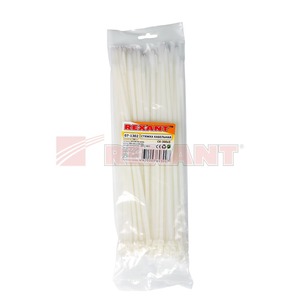 Хомут нейлоновый (кабельная стяжка) Rexant 07-1302 белый 5.0 х 300мм (100 штук)
