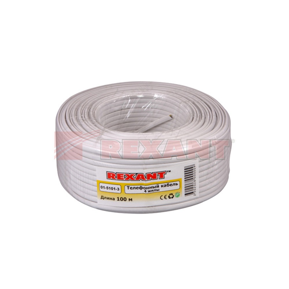 Кабель Телефонный Rexant 01-5101-3 белый (100 метров)