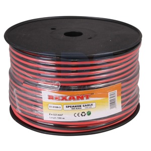 Кабель акустический на катушке Rexant 01-6108-3 2х2.5 мм2 (красно-черный) (100 метров)
